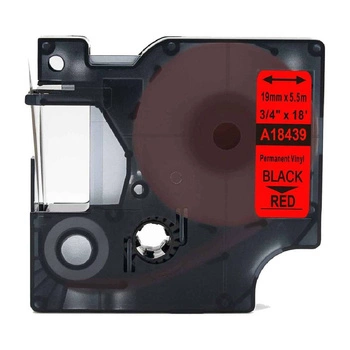 Taśma winylowa Specmark Rhino 18439 19 mm x 5,5 m / czerwona / czarny nadruk / do drukarek DYMO D1