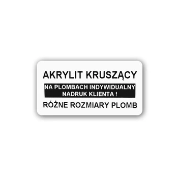 Etykieta plomba krusząca akrylit biała 50 x 70mm 250szt średnica gilzy fi40