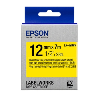 Oryginalna taśma Epson LK-4YBVN winylowa 12mm x 7m żółta czarny nadruk