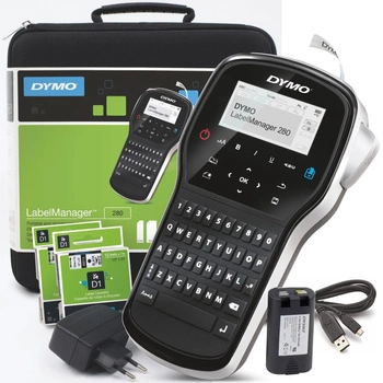 Drukarka etykiet DYMO LabelManager 280 180 dpi / do 12 mm / PC / Mac / USB / z 2 szt. taśm D1 i walizką w zestawie