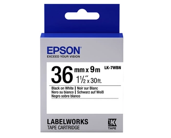 Oryginalna taśma Epson LK-7WBN 36mm x 9m biała czarny nadruk