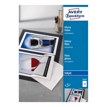 Błyszczące folie samoprzylepne A4 50 szt./op. powlekane grubość 02 mm białe wysokobłyszczące Avery Zweckform