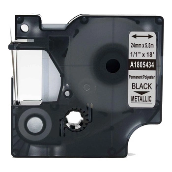 Taśma poliestrowa Specmark Rhino 1805434 24 mm x 5,5 m / metaliczna / czarny nadruk / do drukarek DYMO D1