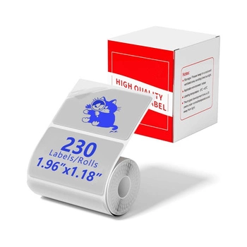 Etykiety Phomemo WPTT4030-230B 40 mm x 30 mm 230 szt. / transparentna / niebieski nadruk / do drukarek etykiet Phomemo M