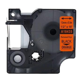 Taśma winylowa Specmark Rhino 18435 12 mm x 5,5 m / pomarańczowa / czarny nadruk / do drukarek DYMO D1