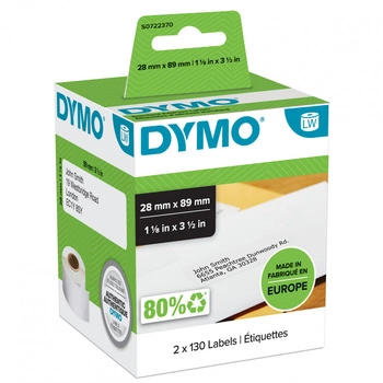 Oryginalne etykiety DYMO LW 99010 S0722370 28mm x 89mm białe/czarny nadruk