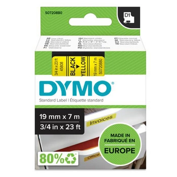 Taśma DYMO D1-45808 19 mm x 7 m / żółta / czarny nadruk / do drukarek DYMO D1