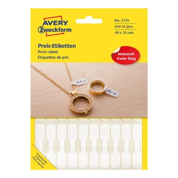 Etykiety jubilerskie cenowe do opisywania ręcznego Avery Zweckform 930etyk./op. 49 x 10 mm / białe