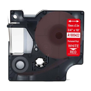 Taśma winylowa Specmark Rhino 1805422 19 mm x 5,5 m / czerwona / biały nadruk / do drukarek DYMO D1