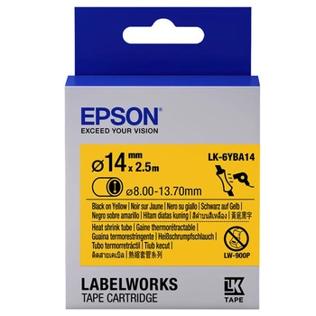 Rurka termokurczliwa Epson HTS LK-6YBA14 2,5 m ⌀8 - 13,7 mm / żółta / czarny nadruk / do drukarek Epson LabelWorks