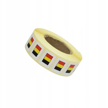 Etykiety termotransferowe 1000 szt. z flagą Belgia 20 mm x 15 mm Specmark / gilza fi 40 mm