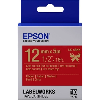 Oryginalna taśma satynowa Epson LK-4RKK 12mm x 5m czerwona złoty nadruk