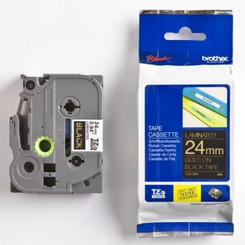 Taśma Brother TZe-354 24 mm x 8 m / czarna / złoty nadruk / do drukarek Brother P-touch