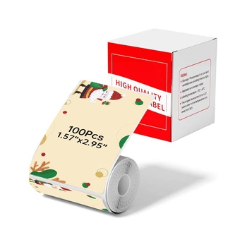 Etykiety Phomemo WP4075-100SA 40 x 75 mm 100 szt. / świąteczny styl / czarny nadruk / do drukarek serii M