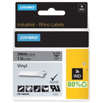 Taśma winylowa DYMO Rhino 1805425 24mm x 5,5m / szara / czarny nadruk