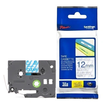 Taśma Brother TZe-133 12 mm x 8 m / przezroczysta / niebieski nadruk / do drukarek Brother P-touch