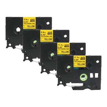 Rurki termokurczliwe Specmark HSe 6-18 mm 1,5 m / żółte / czarny nadruk / do drukarek Brother PT / zestaw 4 szt.