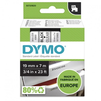Taśma DYMO D1-45800 19 mm x 7 m / przezroczysta / czarny nadruk / do drukarek DYMO D1