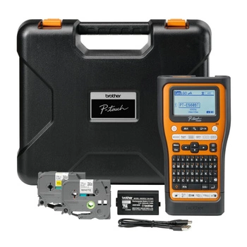 Drukarka etykiet Brother P-touch E560BTVP 180dpi / do 24mm / PC / Mac / Smartfon / USB / BT / z 2 szt. taśm TZe i walizką w zestawie