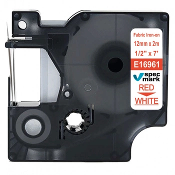 Taśma Specmark D1-16961 12 mm x 2 m / biała / czerwony nadruk / prasowanka / do drukarek DYMO D1