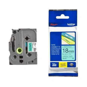 Taśma Brother TZe-741 18 mm x 8 m / zielona / czarny nadruk / do drukarek Brother P-touch
