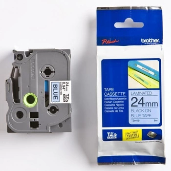 Taśma Brother TZe-551 24 mm x 8 m / niebieska / czarny nadruk / do drukarki etykiet Brother P-touch