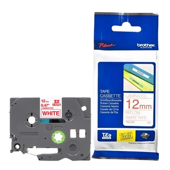 Taśma Brother TZe-232 12 mm x 8 m / biała / czerwony nadruk / do drukarek Brother P-touch