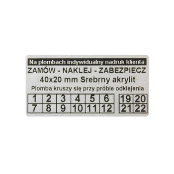 Etykieta plomba krusząca Specmark 40 x 20 mm 250 szt. / akrylit / srebrna / czarny nadruk / gilza fi40