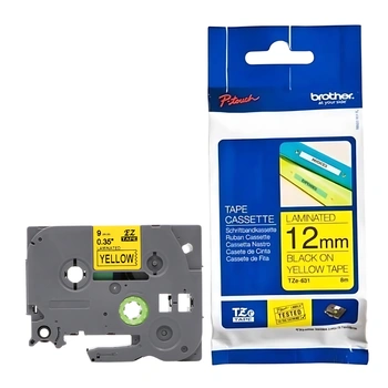 Taśma Brother TZe-621 9 mm x 8 m / żółta / czarny nadruk / do drukarek Brother P-touch