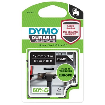Taśma DYMO Durable D1 1978365 12mm x 3m / czarna / biały nadruk