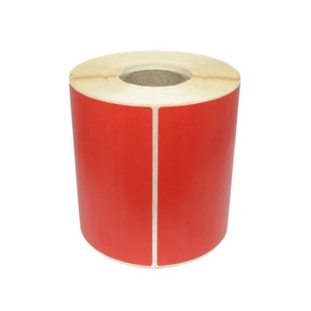 Etykiety termiczne czerwone papierowe 100mm x 90mm 500szt średnica gilzy fi40