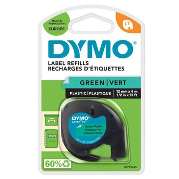 Taśma DYMO LetraTag 91204 12mm x 4m / zielona / czarny nadruk / do drukarek etykiet LT