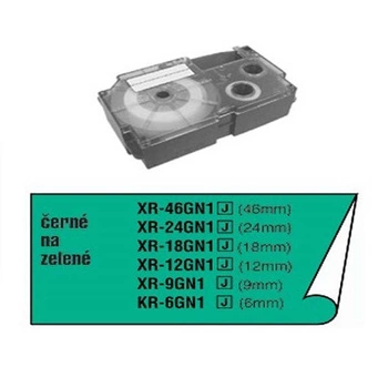 Oryginalna taśma CASIO XR 6GN1 6mm x 8m zielona/czarny nadruk