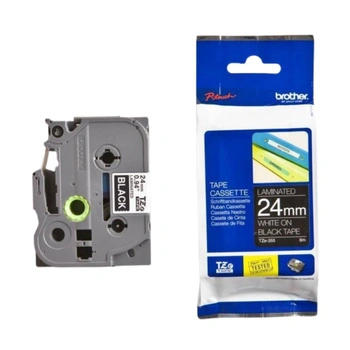 Taśma Brother TZe-355 24 mm x 8 m / czarna / biały nadruk / do drukarek Brother P-touch
