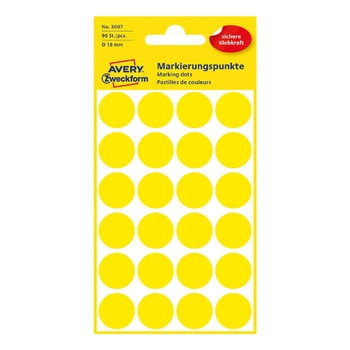 Kolorowe kółka do zaznaczania Avery Zweckform 96etyk./op. ø18 mm / żółte