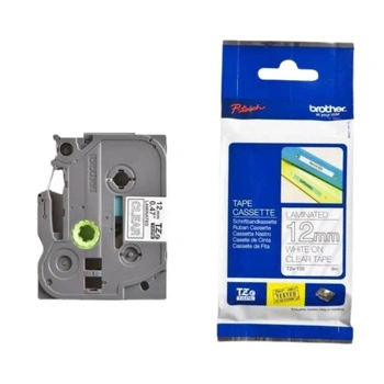 Taśma Brother TZe-135 12 mm x 8 m / przezroczysta / biały nadruk / do drukarek Brother P-touch