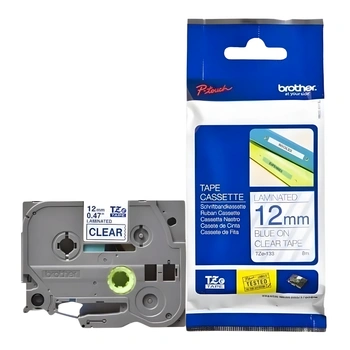 Taśma Brother TZe-133 12 mm x 8 m / przezroczysta / niebieski nadruk / do drukarek Brother P-touch