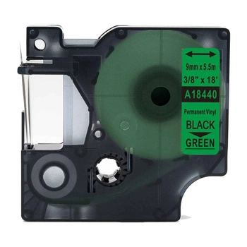 Taśma winylowa Specmark Rhino 18440 9 mm x 5,5 m / zielona / czarny nadruk / do drukarek DYMO D1