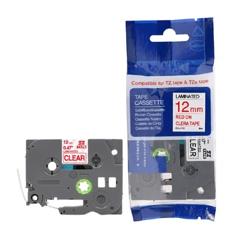 Taśma Brother TZe-132 12 mm x 8 m / przezroczysta / czerwony nadruk / do drukarek Brother P-touch