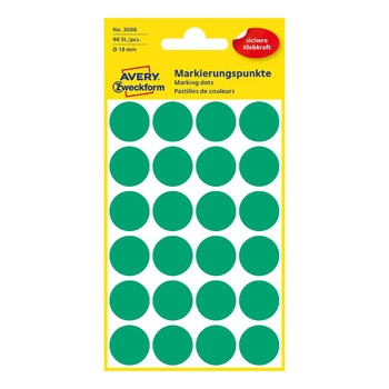 Kolorowe kółka do zaznaczania Avery Zweckform 96etyk./op. ø18mm zielone