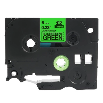 Taśma Brother TZe-D11 6mm x 5m fluorescencyjna zielona czarny nadruk - zamiennik