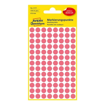 Kolorowe kółka do zaznaczania Avery Zweckform 416etyk./op. ø8 mm / czerwone / odblaskowe
