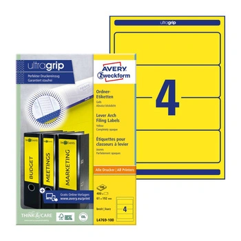 Żółte etykiety wysyłkowe Avery Zwerckform 100 A4 100 ark. / op. 61 x 192 mm