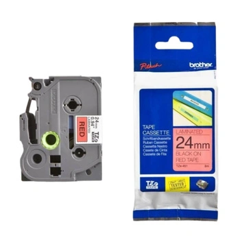 Taśma Brother TZe-451 24 mm x 8 m / czerwona / czarny nadruk / do drukarek Brother P-touch