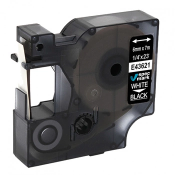 Taśma Specmark D1-43621 6 mm x 7 m / czarna / biały nadruk / do drukarek DYMO D1