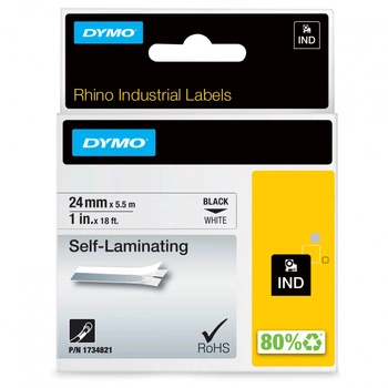 Oryginalna taśma samolaminująca DYMO Rhino 1734821 24mm x 5.5m biała/czarny nadruk S0773860