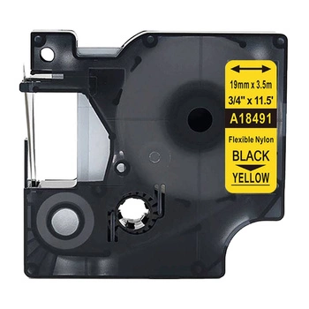 Taśma nylonowa Specmark Rhino 18491 19 mm x 3,5 m / żółty /czarny nadruk / do drukarek DYMO D1