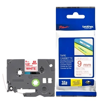Taśma Brother TZe-222 9 mm x 8 m / biała / czerwony nadruk / do drukarek Brother P-touch