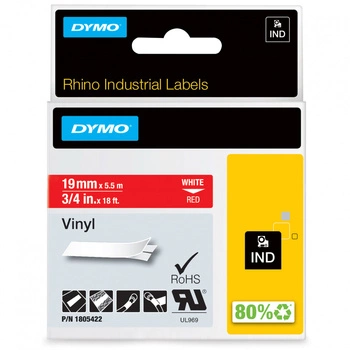 Taśma winylowa DYMO Rhino 1805422 19mm x 5,5m / czerwona / biały nadruk