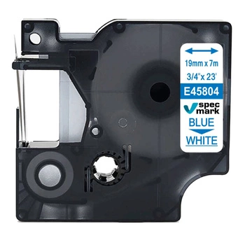Taśma Specmark D1 45804 19mm x 7m / biała / niebieski nadruk